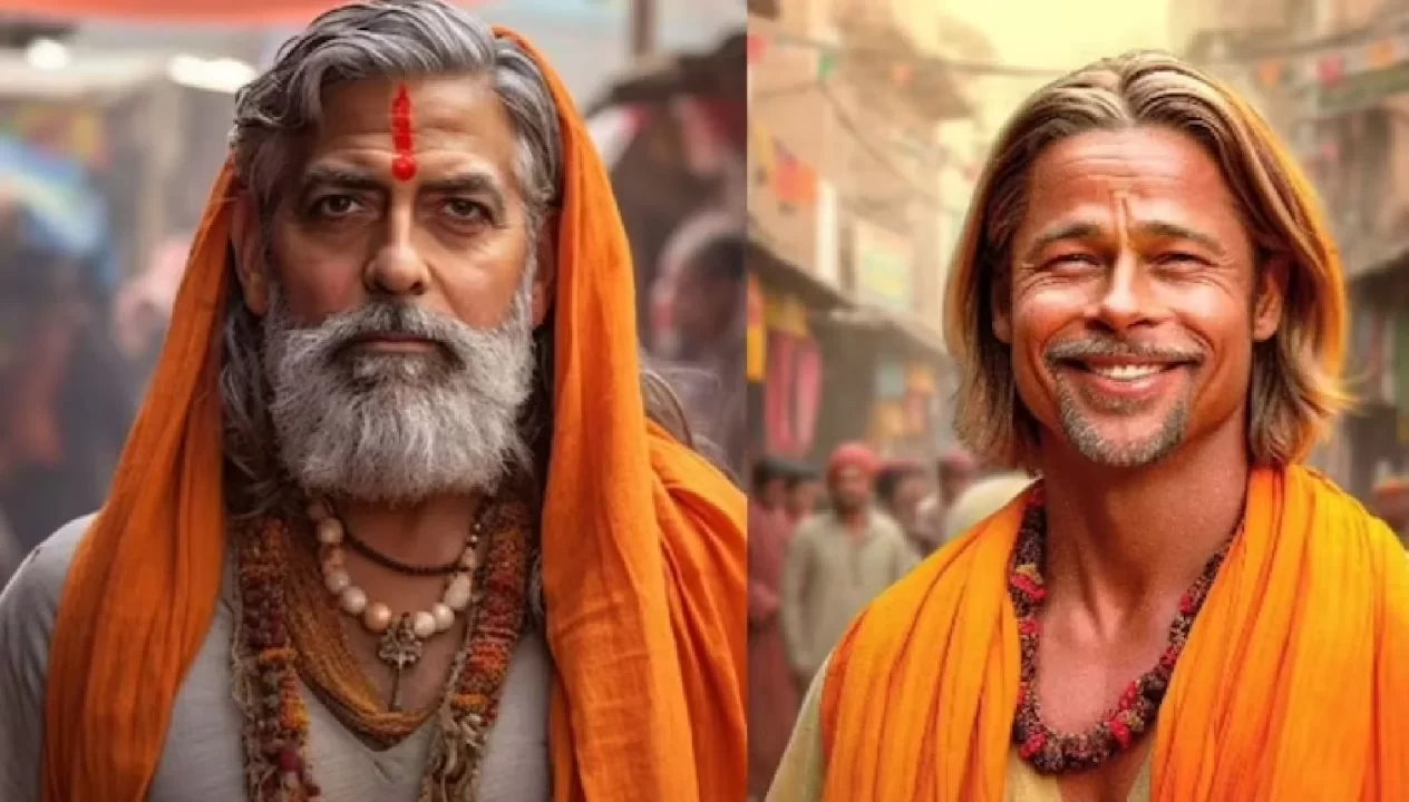 HOLLYWOOD ACTORS AS INDIAN SADHU AI IMAGES